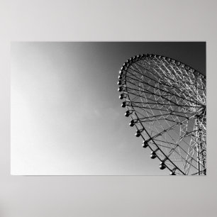 Ferris Wheel in Black and White Poster