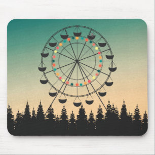 Ferris wheel in sunset sky illustration mouse mat