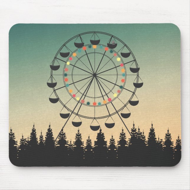 Ferris wheel in sunset sky illustration mouse mat (Front)
