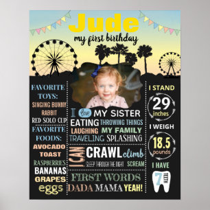 Ferris wheel Palms tropical musical festival Poster