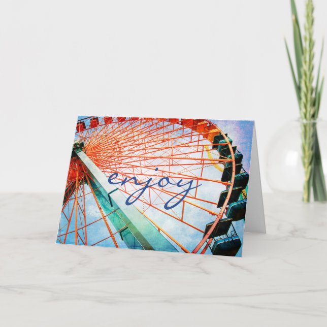 Ferris Wheel Photography Enjoy Script Bold Modern Card (Front)