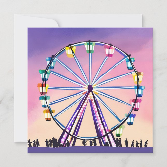 Ferris Wheel Sunset | Beautiful Watercolor Card (Front)