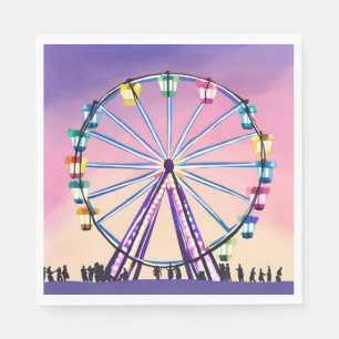 Ferris Wheel Sunset Beautiful Watercolor Napkin