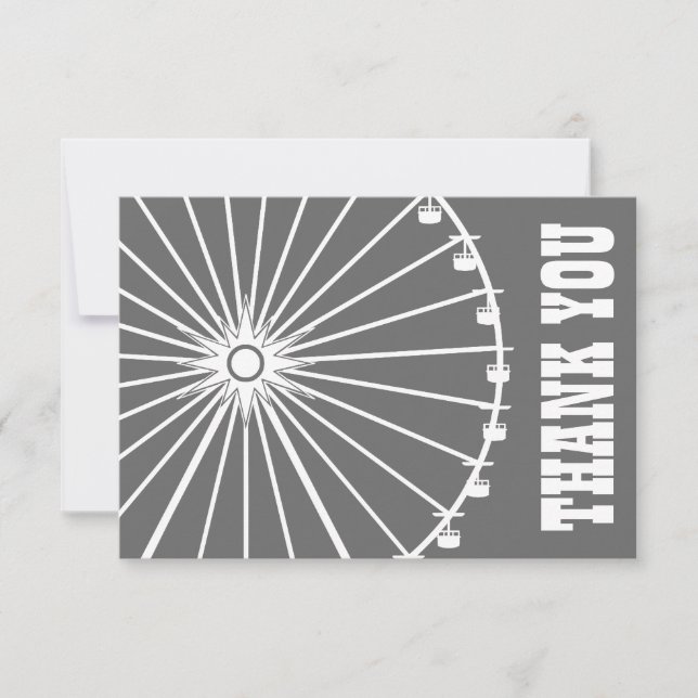 Ferris Wheel Thank You Card (Dark Grey / White) (Front)