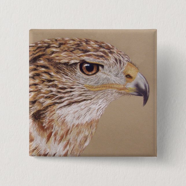 Ferruginous Hawk 15 Cm Square Badge (Front)