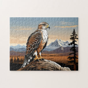 Ferruginous Hawk perched on rock Jigsaw Puzzle