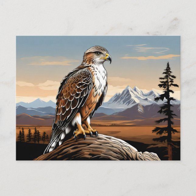 Ferruginous Hawk perched on rock Postcard (Front)