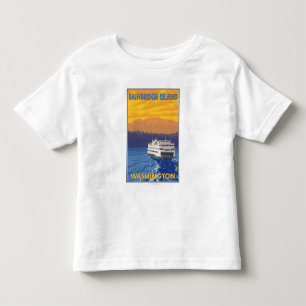 Ferry and Mountains - Bainbridge Island, WA Toddler T-Shirt