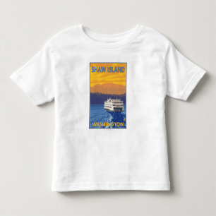 Ferry and Mountains - Shaw Island, Washington Toddler T-Shirt