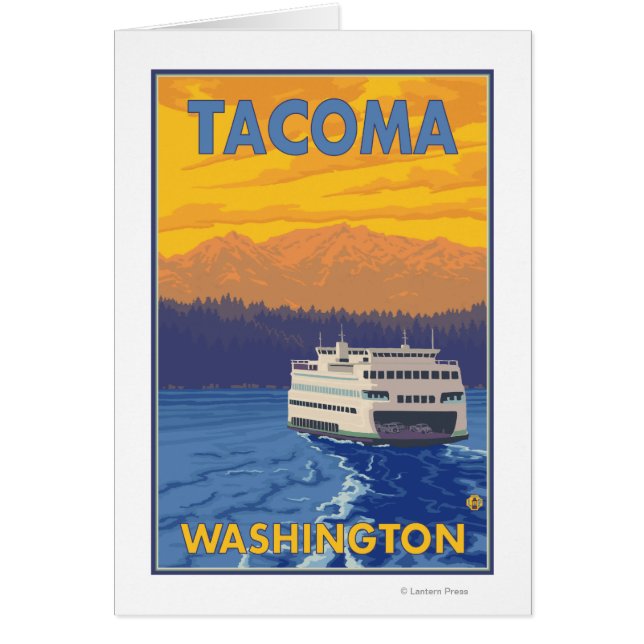 Ferry and Mountains - Tacoma, Washington (Front)
