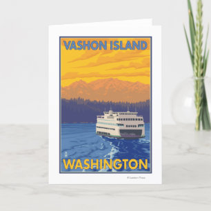 Ferry and Mountains - Vashon Island, Card