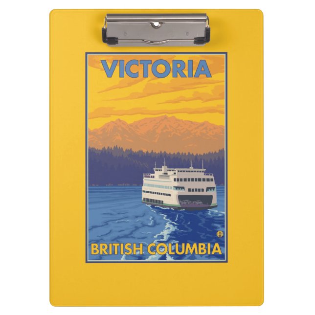 Ferry and Mountains - Victoria, BC Canada Clipboard (Front)