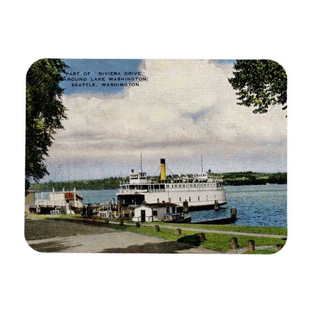 Ferry, Lake Washington, Seattle Vintage  Magnet (Horizontal)