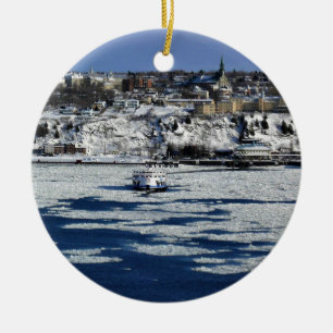 Ferry on the Saint Lawrence River, Quebec Ceramic Tree Decoration