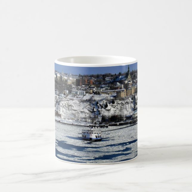 Ferry on the Saint Lawrence River, Quebec Coffee Mug (Center)