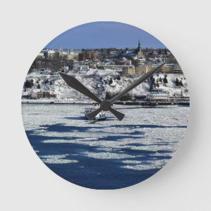 Ferry on the Saint Lawrence River, Quebec Round Clock