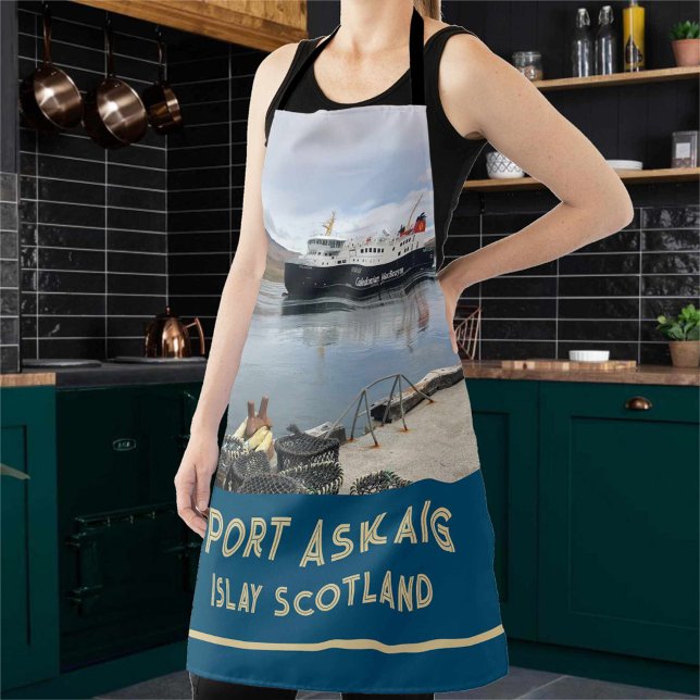 Ferry Sailing to Islay in Scotland Apron (Creator Uploaded)