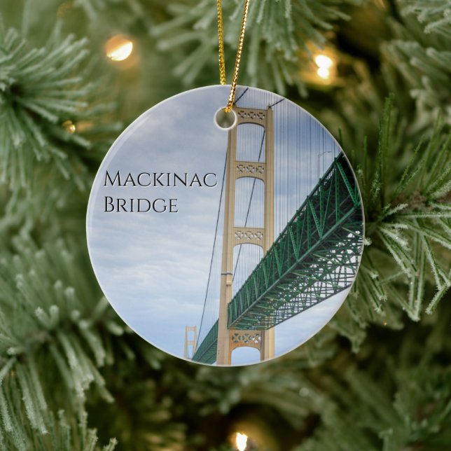 Ferry View Pictures of Mackinac Bridge Ceramic Tree Decoration (Tree)