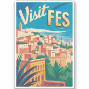 Fes Morocco Africa Illustration Travel Art Vintage