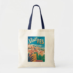 Fes Morocco Africa Illustration Travel Art Vintage Tote Bag