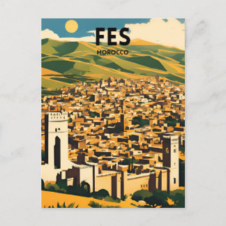 Fes Morocco Travel Poster Postcard