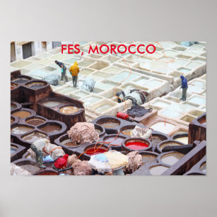 Fes tanneries, Morocco Poster