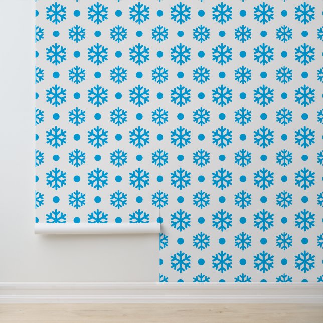 Fesive blue white snowflake tiled pattern wallpaper (Application)