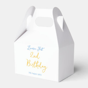 fest 2nd birthday name date yellow blue boho kids favour box