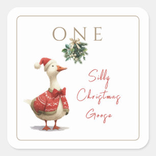 Fest Winter Birthday One Silly Christmas Goose Square Sticker
