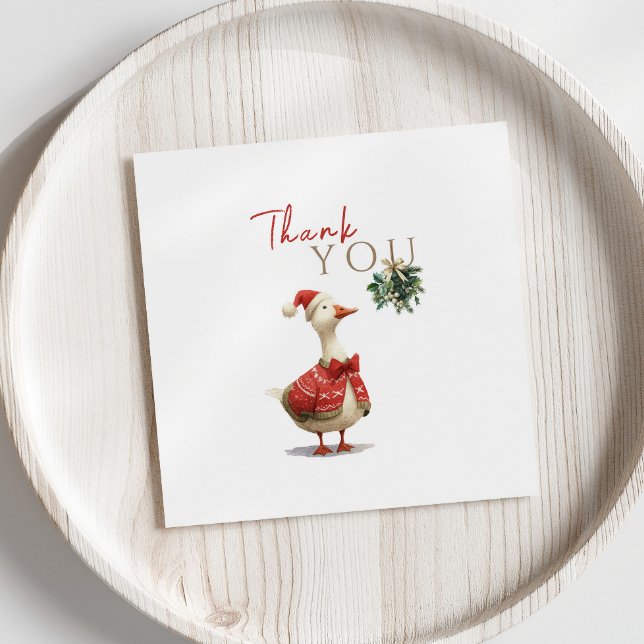 Fest Winter Birthday One Silly Christmas Goose Thank You Card (Creator Uploaded)