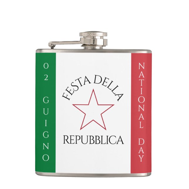 Festa della Repubblica National Day of Italy Flag Hip Flask (Front)