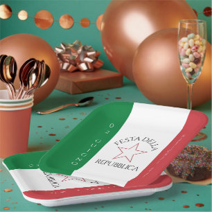 Festa della Repubblica National Day of Italy Flag Paper Plate
