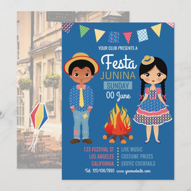 Festa Junina Corporate/Club Party photo Invitation (Front/Back)