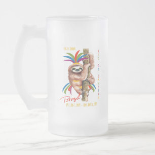 Festa Junina, Rio de Janeiro, Brazil, Sloth Animal Frosted Glass Beer Mug