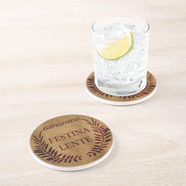 festina lente, latin phrase coaster (Side)