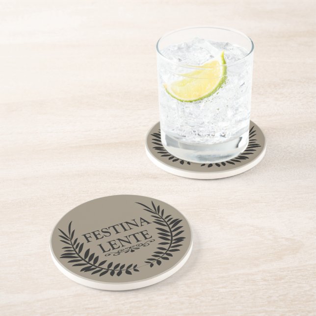 festina lente, latin phrase coaster (Side)