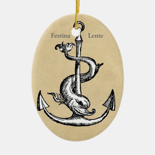 Festina Lente - Make Haste Slowly Ceramic Tree Decoration (Front)