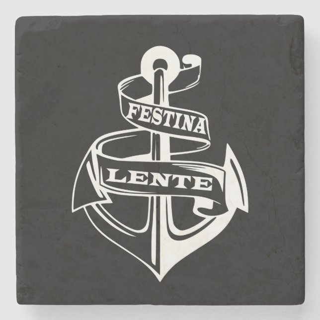 Festina lente stone coaster (Front)