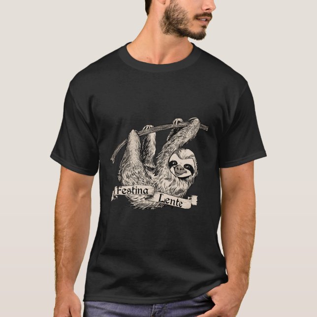 Festina Lente Three Toed Sloth T-Shirt (Front)