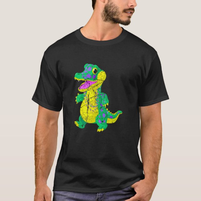 Festival 2023 Madri Gras Alligator Masquerade Para T-Shirt (Front)