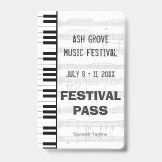 Festival Access Pass Piano Keyboard Theme ID Badge