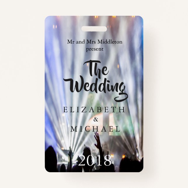 Festival  Bright Lights Fun Wedding Invitation ID Badge (Front)