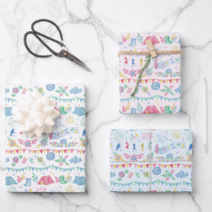Festival Camping On Pastel Wrapping Paper Sheet