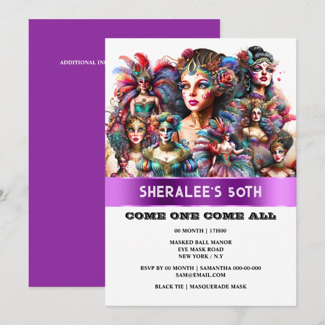 Festival carnival showgirls woman colourful costum invitation (Front/Back)