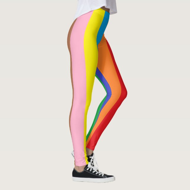 Festival Circus Dance Party Colourful Stripe Leggings (Right)