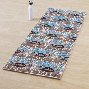 Festival Dreaming Vintage Retro Blue-Brown Graphic Yoga Mat