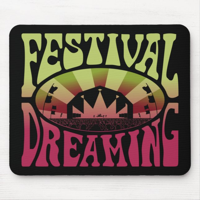 Festival Dreaming Vintage Retro Green-Maroon Mouse Mat (Front)
