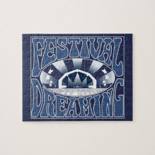 Festival Dreaming Vintage Retro Navy-White Graphic Jigsaw Puzzle