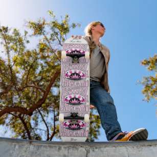 Festival Dreaming Vintage Retro Pink-Black + white Skateboard