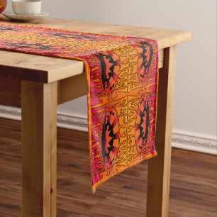 Festival Dreaming Vintage Retro Red-Yellow orange+ Short Table Runner